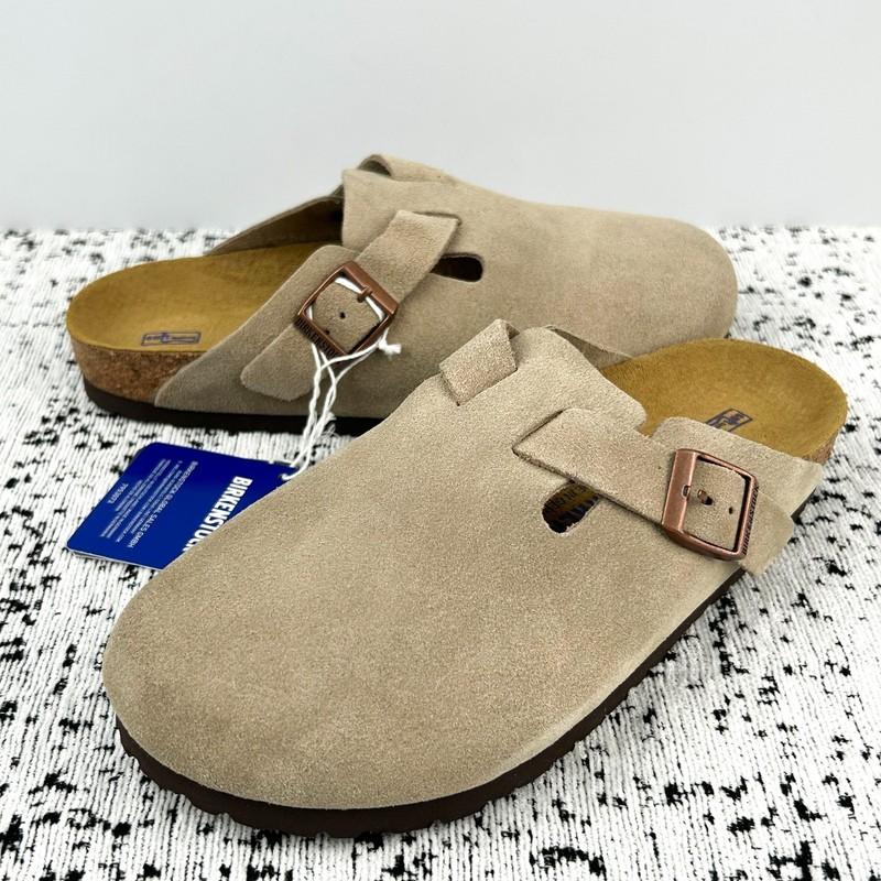 Birkenstock Boston-Taupe Soft Footbed Suede Leather Unisex Clog Shoes