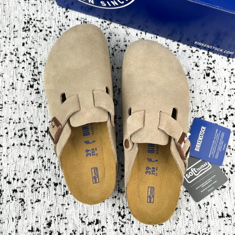 Birkenstock Boston-Taupe Soft Footbed Suede Leather Unisex Clog Shoes