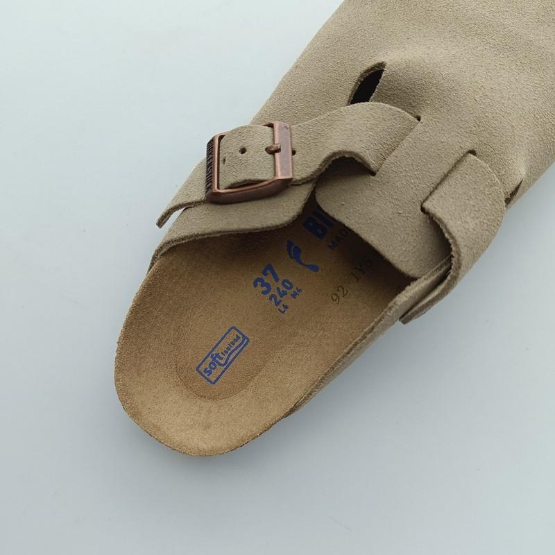 Birkenstock Boston Taupe Suede Leather Soft Footbed Clog Women's And Men's Shoes