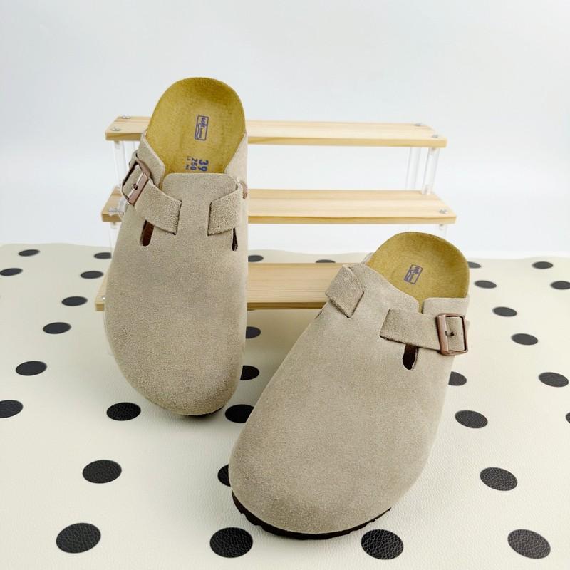 Birkenstock Boston Taupe Suede Leather Soft Footbed Clog Men And Women Shoes