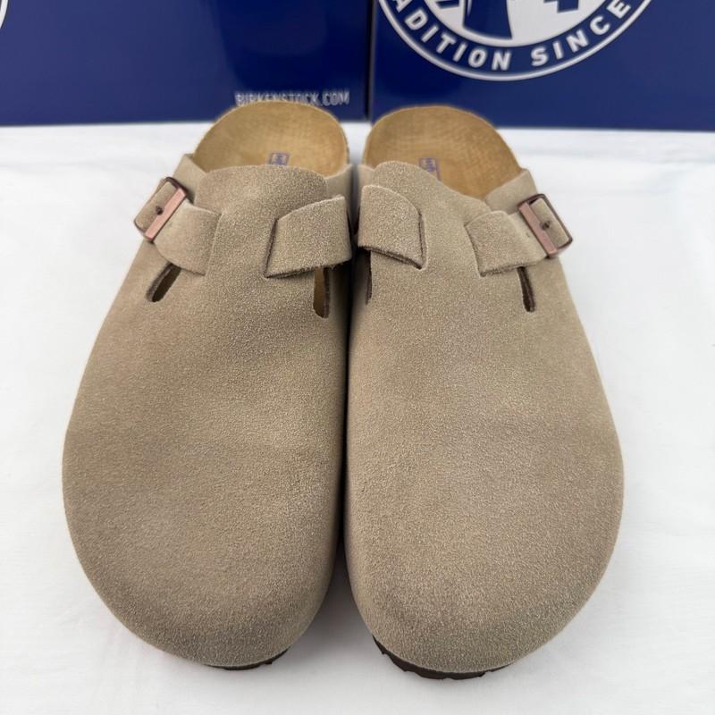 Birkenstock Boston Taupe Suede Leather Soft Footbed Clog Select Size