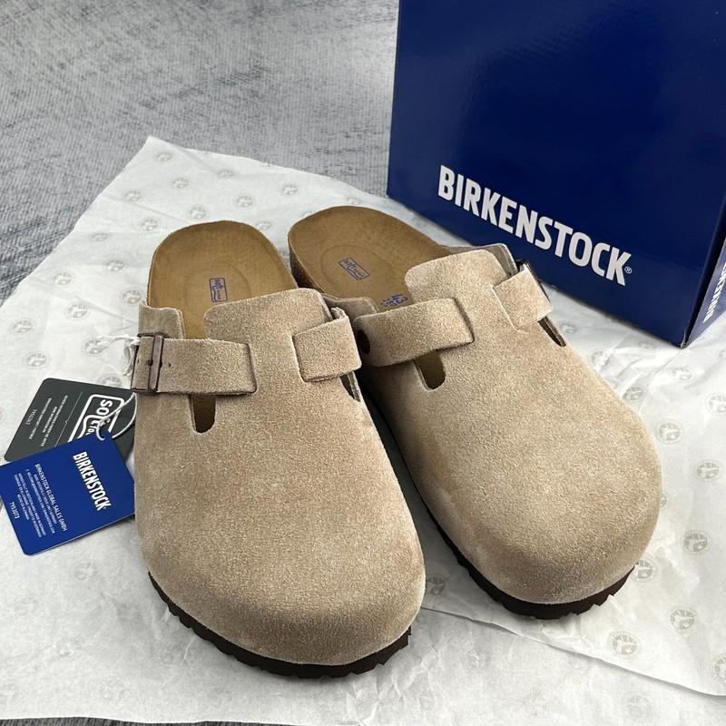 Birkenstock Boston Taupe Suede Leather Soft Footbed Clog Unisex Shoes Select Siz
