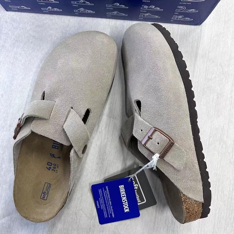 Birkenstock Boston Taupe Suede Soft Footbed Unisex Shoes Narrow37-41+Wide42-45