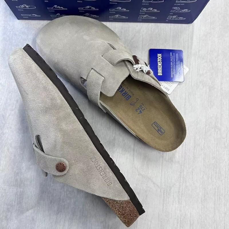 Birkenstock Boston Taupe Suede Soft Footbed Unisex Shoes Narrow37-41+Wide42-45