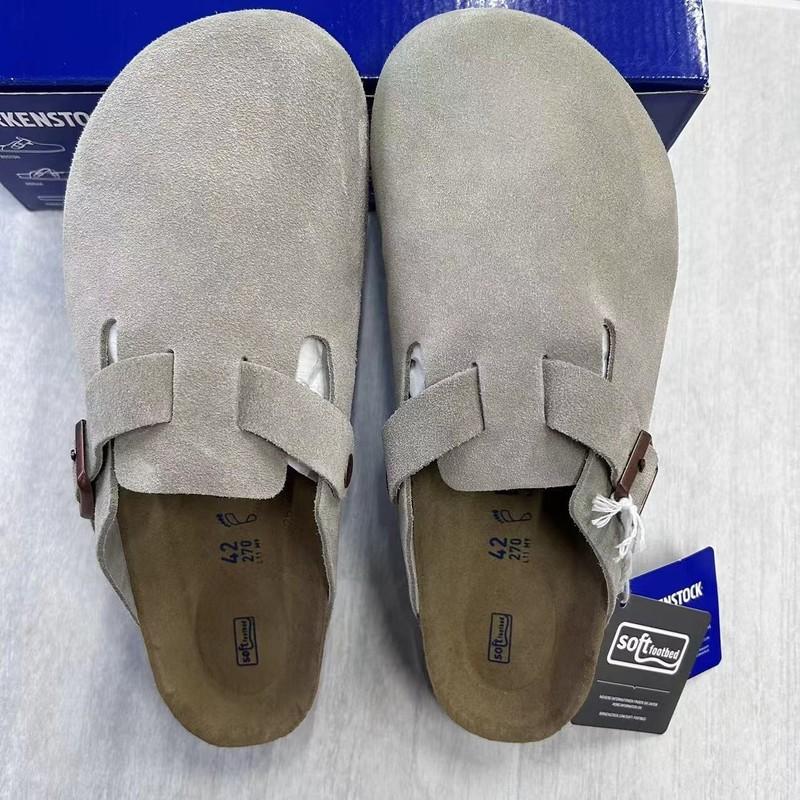Birkenstock Boston Taupe Suede Soft Footbed Unisex Shoes Narrow37-41+Wide42-45