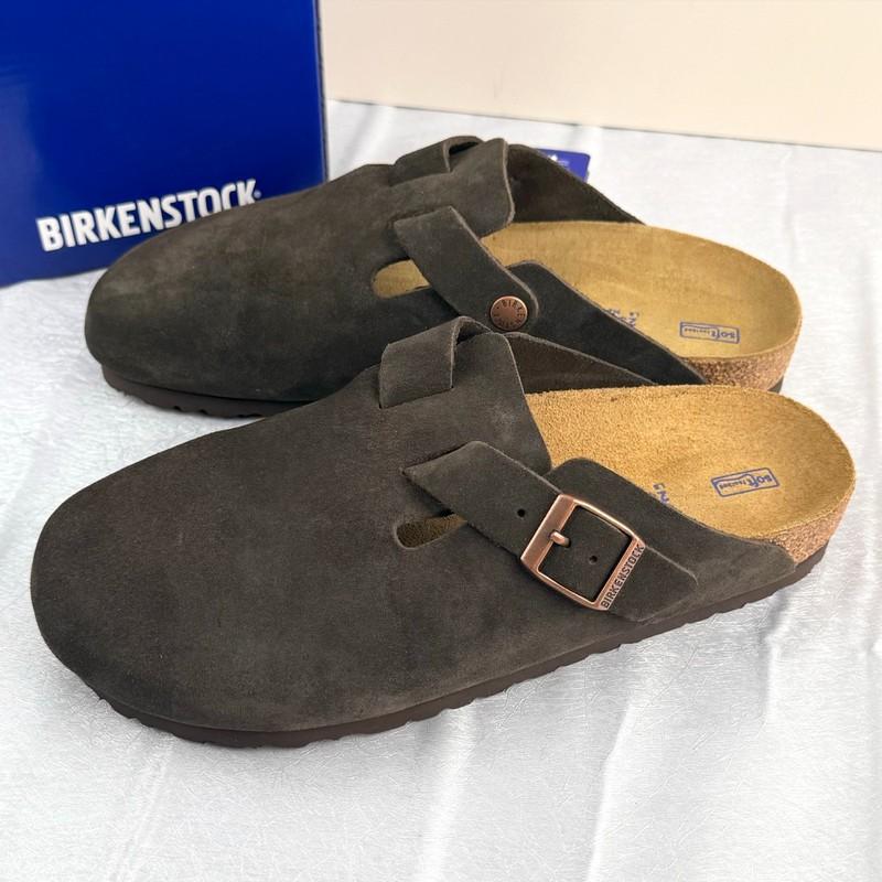 Birkenstock Boston Unisex Classic Mocha Suede Leather Soft Clog Shoes