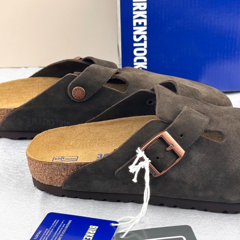 Birkenstock Boston Unisex Classic Mocha Suede Leather Soft Clog Shoes