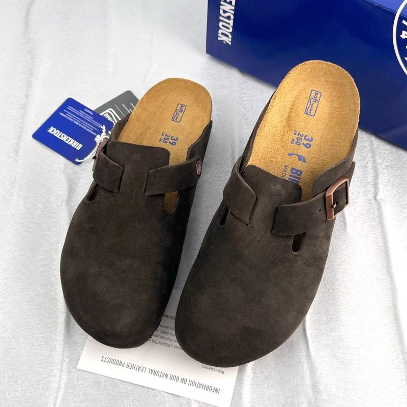 Birkenstock Boston Unisex Classic Mocha Suede Leather Soft Clog Shoes