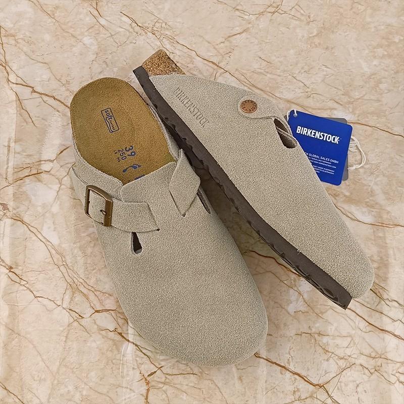 Birkenstock Boston Unisex Clogs Shoes Soft Suede Leather Taupe Narrow/Wide Size