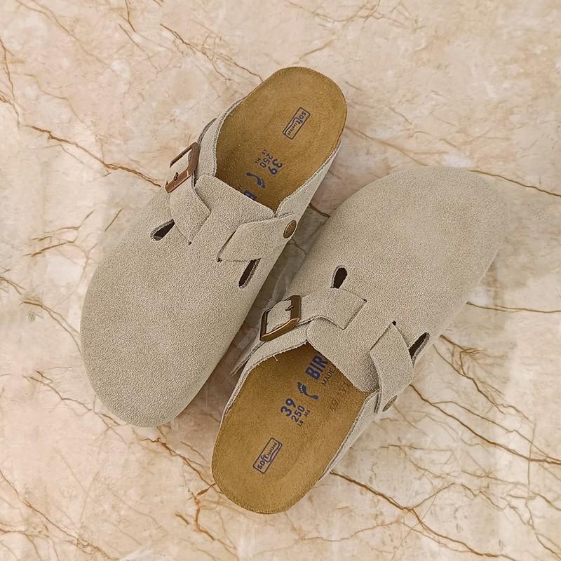 Birkenstock Boston Unisex Clogs Shoes Soft Suede Leather Taupe Narrow/Wide Size
