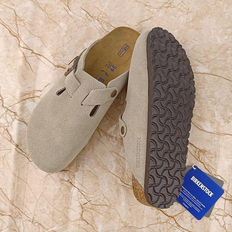 Birkenstock Boston Unisex Clogs Shoes Soft Suede Leather Taupe Narrow/Wide Size