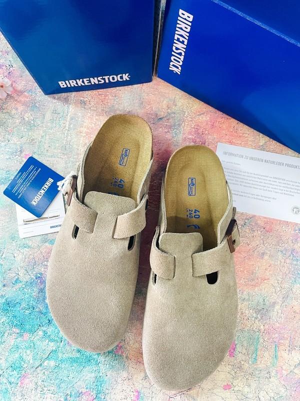 Birkenstock Taupe Boston Soft Footbed Suede Leather Women's Clog Shoes EU 37-45