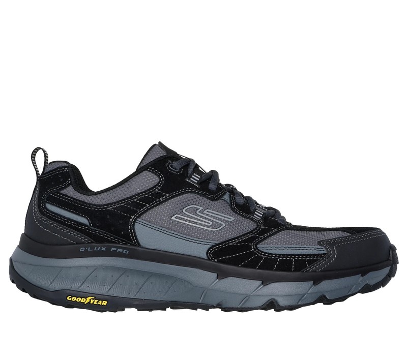 Black Skechers Shoes Men Trail Hike Sport DLux Comfort Memory Foam Laceup 237755