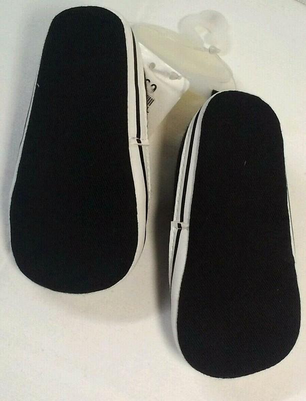 Black Sneaker Baby Crib Shoe Infant Size 2 Rising Star White Elastic Laces