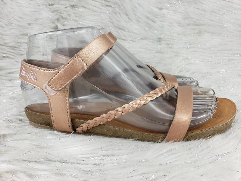 BLOWFISH Malibu Kids Size 4 Rose Gold Ankle Braided Strap Sandals