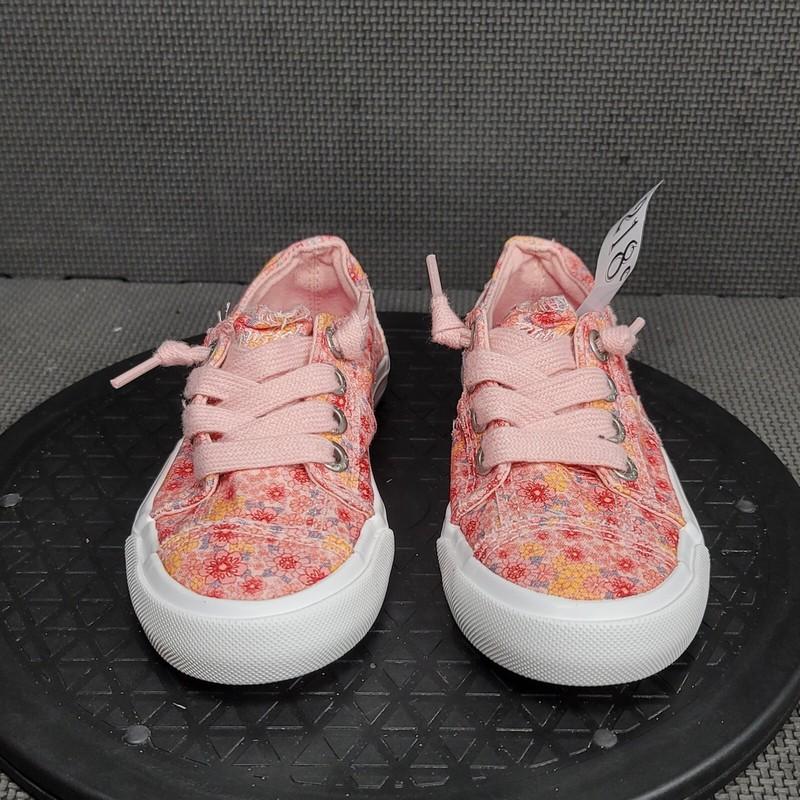 Blowfish Malibu Shoes Toddler Sz 12 Pink White Floral Print Slip On Sneakers