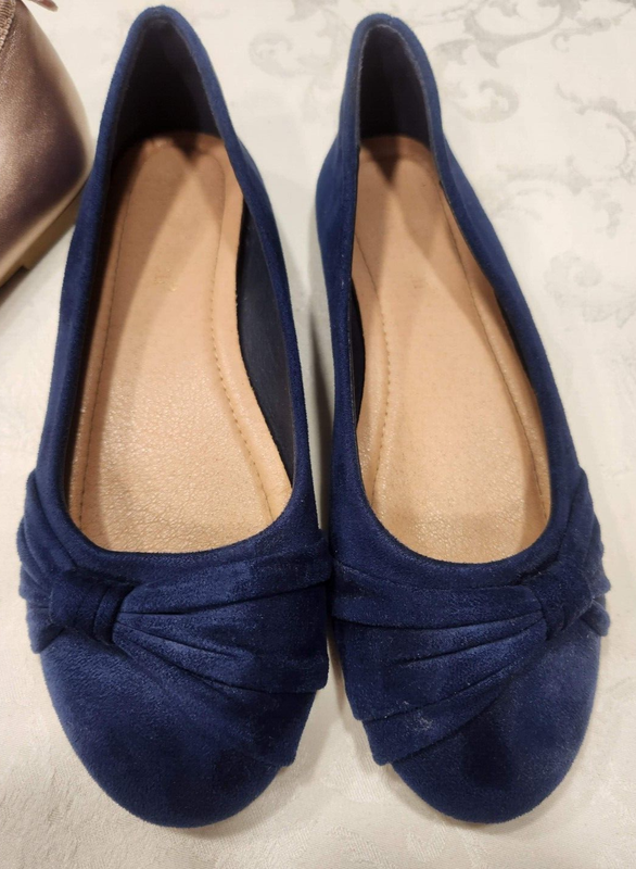 Blue Suede Ballet Flats Girl's Size 36 1/2 (appx Size 5) Excellent Condition GUC