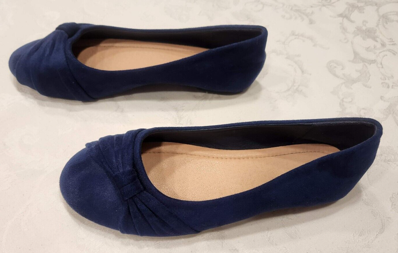 Blue Suede Ballet Flats Girl's Size 36 1/2 (appx Size 5) Excellent Condition GUC