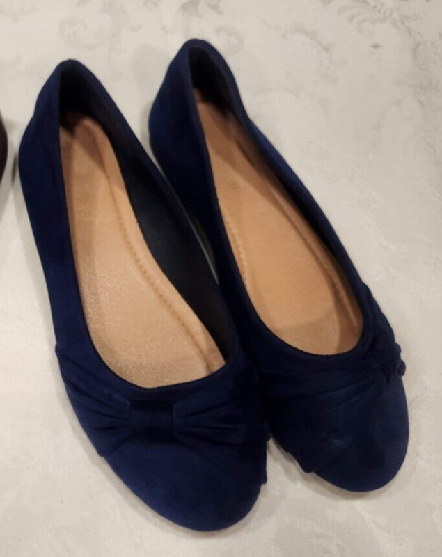 Blue Suede Ballet Flats Girl's Size 36 1/2 (appx size 5) Excellent Condition GUC