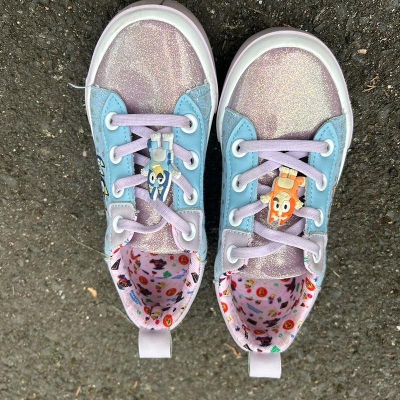 Bluey Purple And Blue Sparkly Sneakers With Charms Kids 11