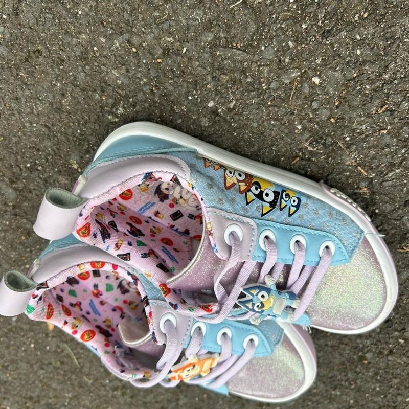 Bluey Purple And Blue Sparkly Sneakers With Charms Kids 11