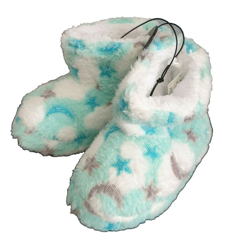 BNWOT Little Girls Sz 8 Best And Less Fluffy Blue Green Grey Stars Slipper Boots