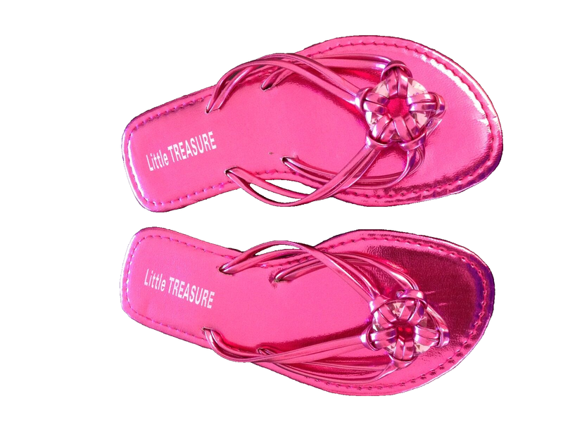 BNWOT Little Girls Sz 9 Cute Hot Pink Metallic Little Treasure Strappy Sandals