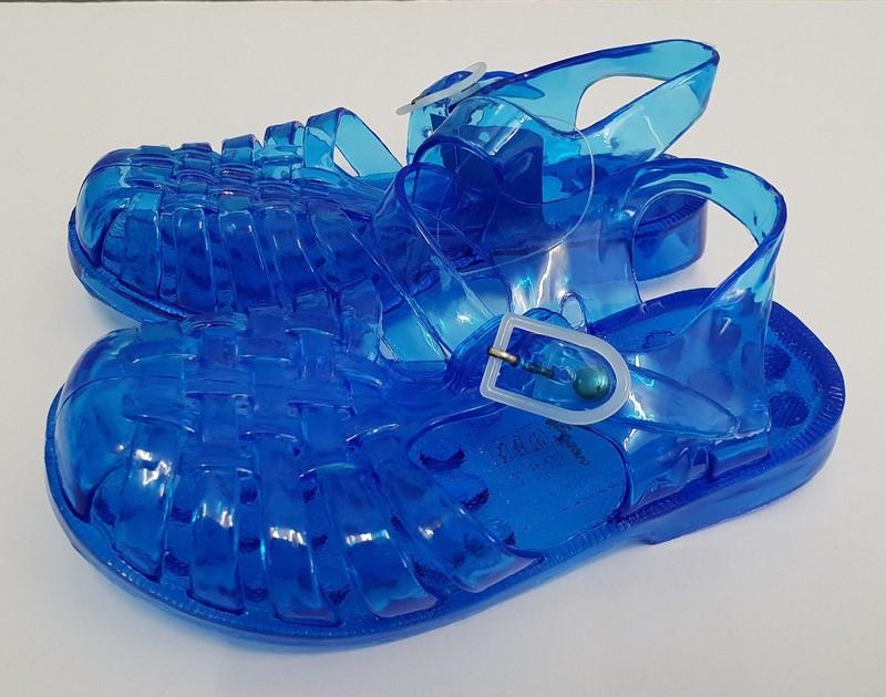 BNWT Little Girls Sz 7 25 JellyBeans Blue Plastic Strappy Buckle Sandals