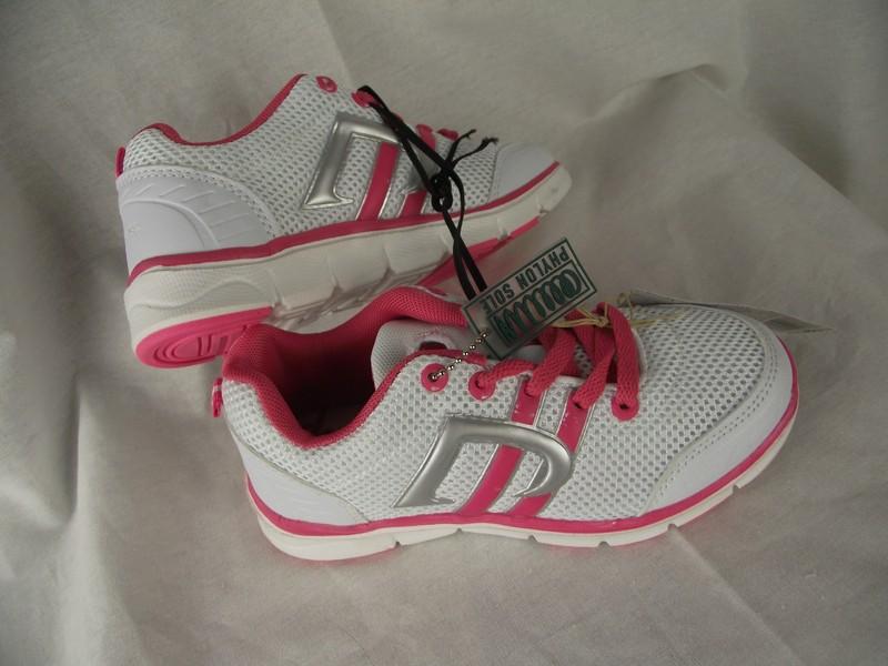BNWT Little Girls Sz 7 Rivers Doghouse Pink White Lace Up Athletic Jogger Shoes