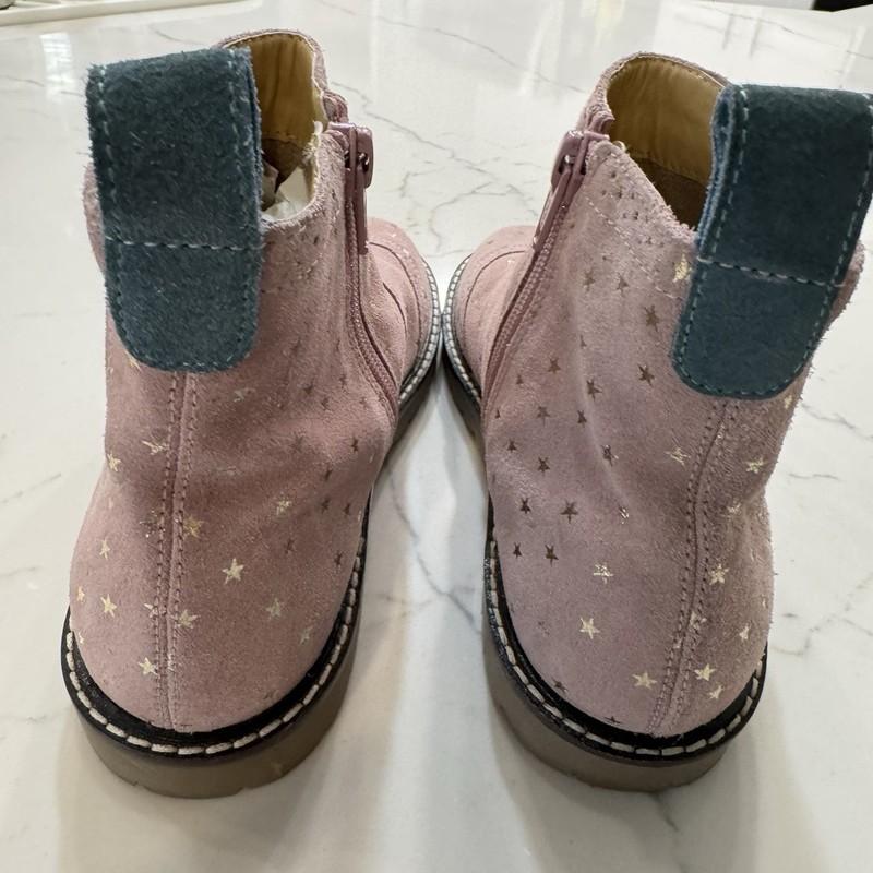 Boden Girls Leather Chelsea Boots Cosmos Pink Stars 33 US 2