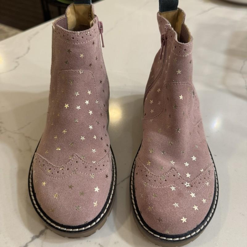 Boden Girls Leather Chelsea Boots Cosmos Pink Stars 33 US 2
