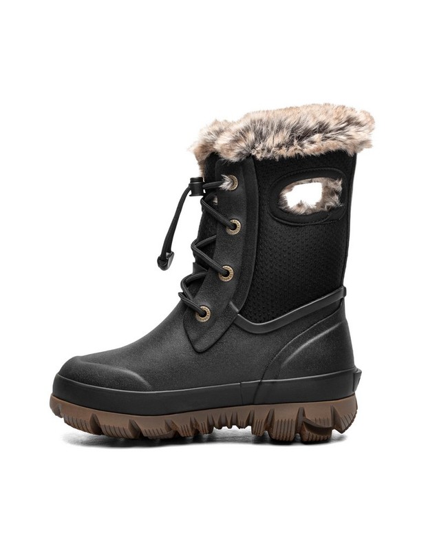 Bogs Outdoor Boots Girls Arcata II Dots Faux Fur Black 73449
