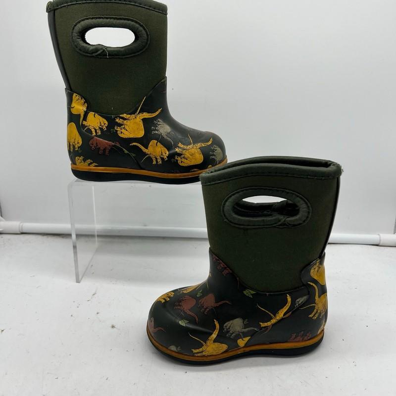 Bogs Snow Boots Kids Toddler 5 Classic Dinosaur Pull On Winter Green