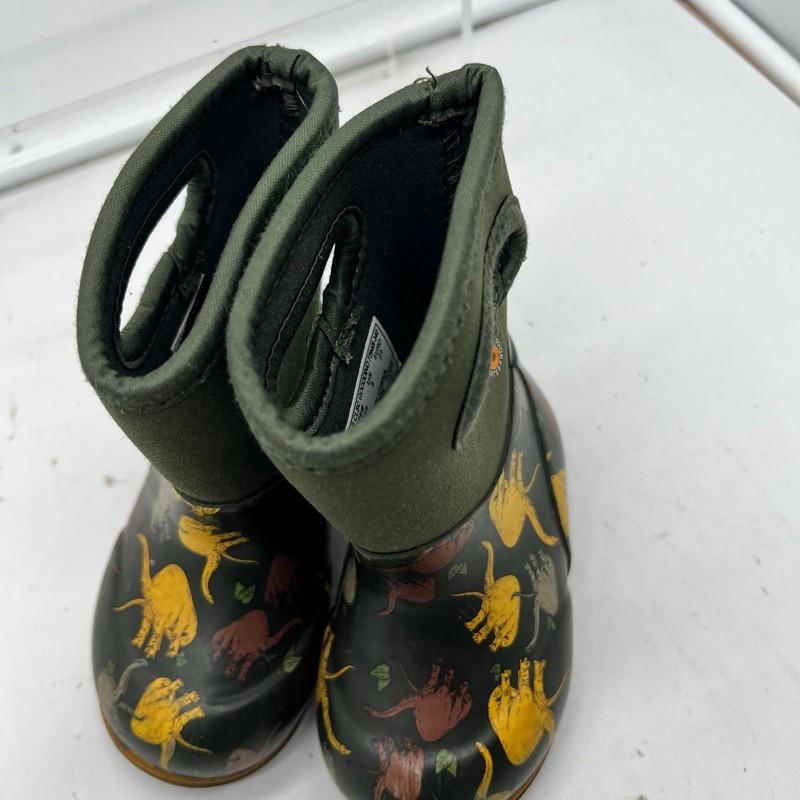 Bogs Snow Boots Kids Toddler 5 Classic Dinosaur Pull On Winter Green