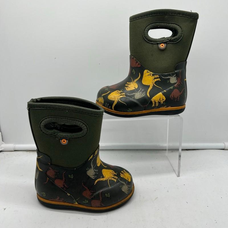 Bogs Snow Boots Kids Toddler 5 Classic Dinosaur Pull On Winter Green