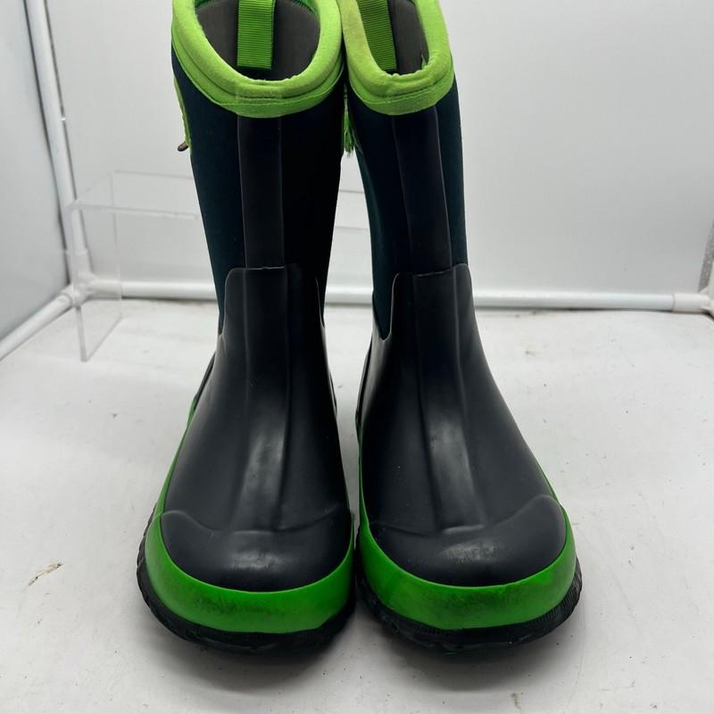 Bogs Snow Boots Kids Youth 12 Classic Handle Pull On Winter Blue Green