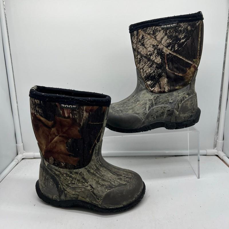 Bogs Snow Boots Kids Youth 12 Classic Mid Camo Pull On Brown Winter