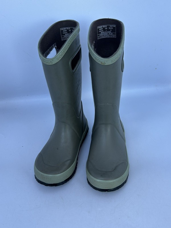 Bogs Solid High Waterproof Boots Youth Size 1 Green Outdoor Rain Snow Eu 31