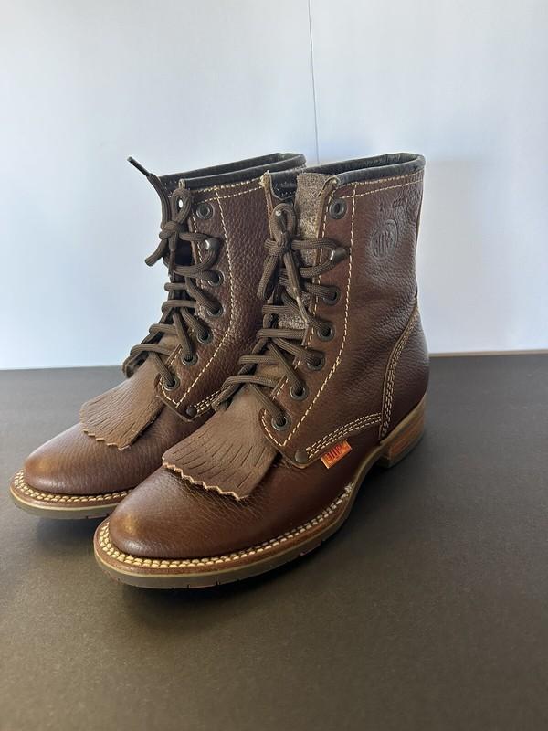 BOM Texas Lace Up Boots Size 6Y Brown Leather