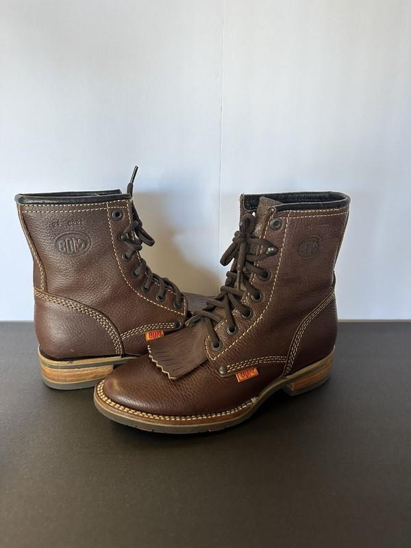 BOM Texas Lace Up Boots Size 6Y Brown Leather