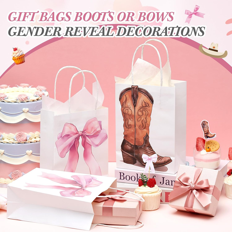Boots Or Bows Gender Reveal Decorations 24 Pcs Boots Or Bows Gender Reveal Pape