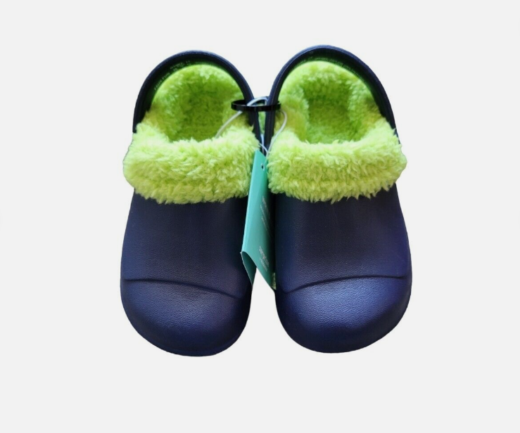 Boy's Light-Up Fur Clog Shoes Size 7M & 9M