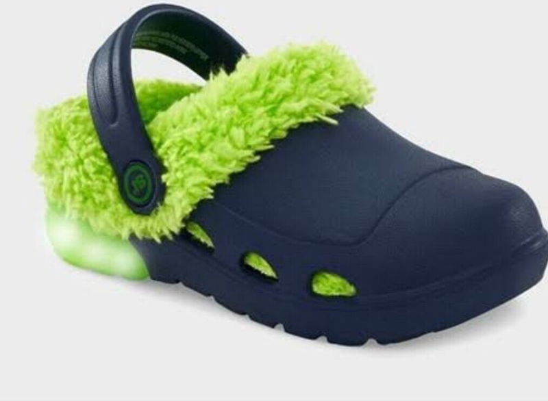 Boy's Light-Up Fur Clog Shoes Size 7M & 9M