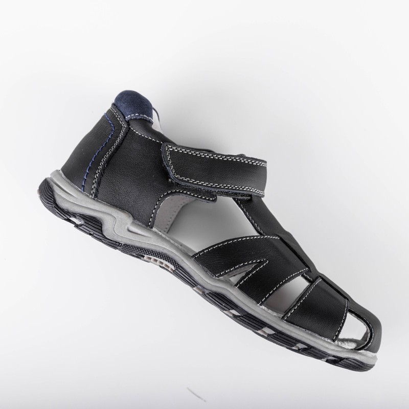Boys Black Leather Sandals Big Kid Size 1 US