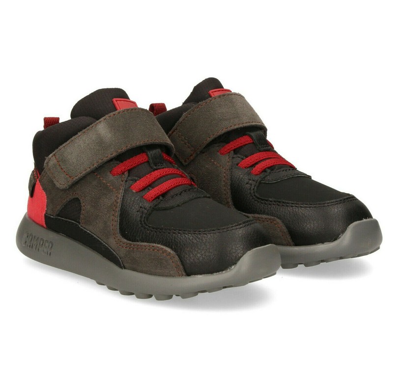 Boys Camper Driftie Ankle Sneaker Black Red Insulated Shoes NEW