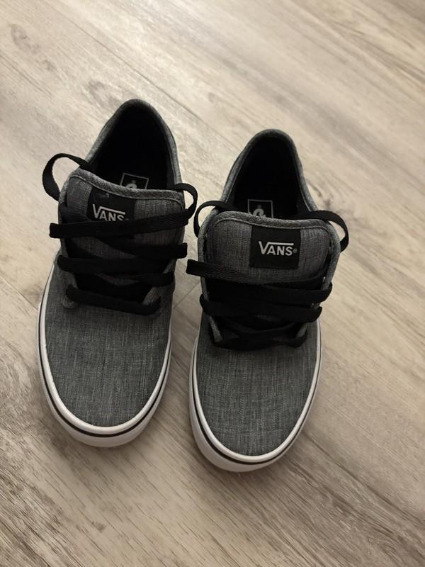Boys Gray Black Vans Canvas Sneakers Size 3