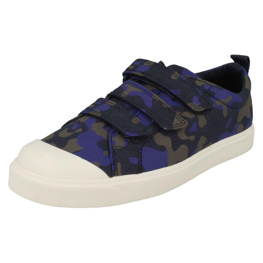 Boys Kids Girls Clarks Hook And Ring Canvas Shoes City Legged Lo K