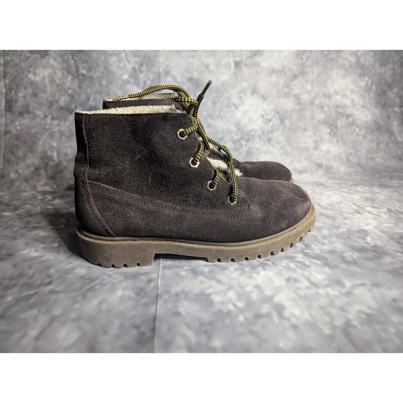 Boys Lands End Brown Fleece Lined Boots Size 2