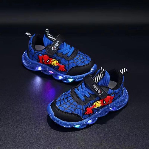 Boys LED Spiderman Shoes Kids Children Gift Sneakers Flashing Light Up Trainers