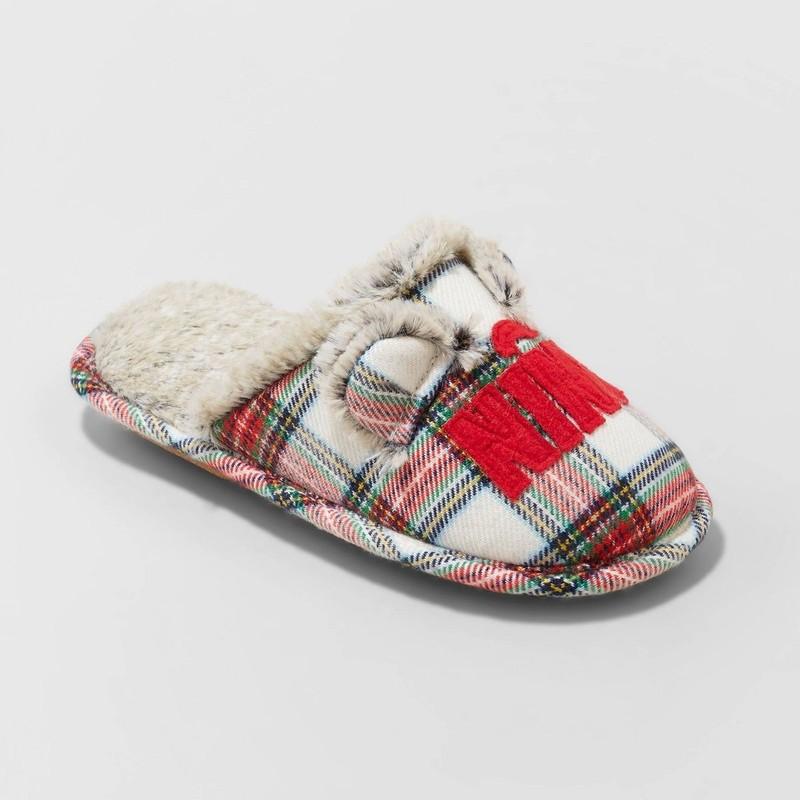 Boys' Nino Oso Plaid Slide Holiday Slippers - Wondershop Size 11-12
